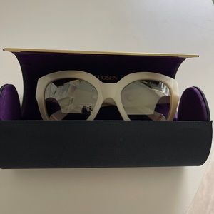 Zac Posen Isabelle Cat Eye Sunglasses | White Frame | Designer